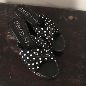 Italian Shoemaker polka dot wedge sandals